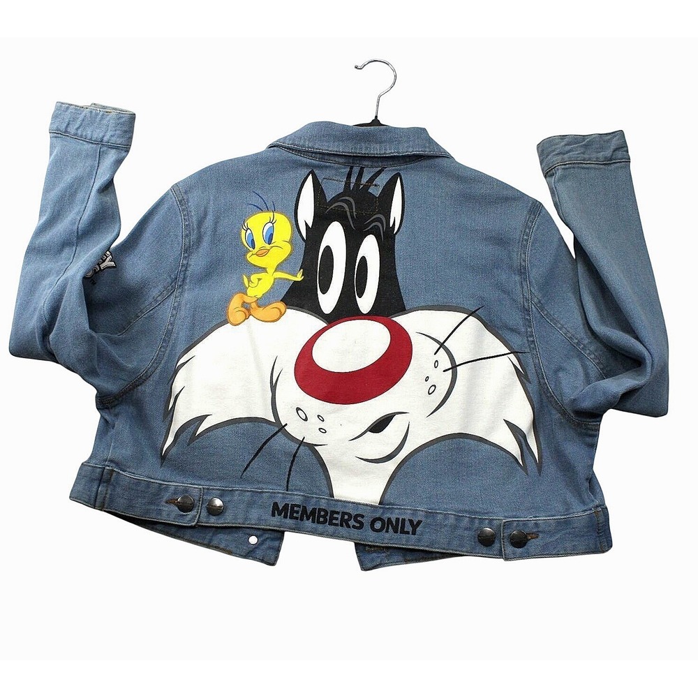 Members Only Looney Tunes Tweety & Sylvester Denim Street Wear Jacket XL